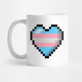 Large Pixel Heart Design in Transgender Pride Flag Colors Mug